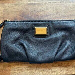 Marc By Marc Jacobs Black Leather Clutch/wristlet with Gold Zipper